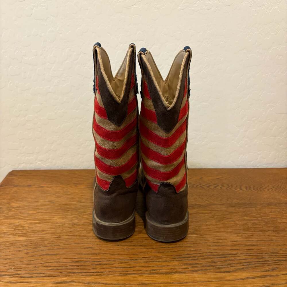 Roper Big Kids American Flag Square Toe Western Boots Size 4 - Picture 3 of 8